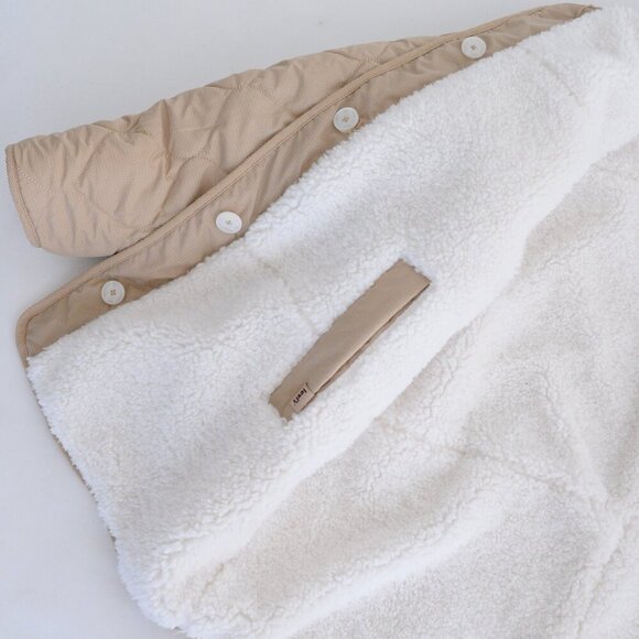 Levi's Marlowe Oversized Cream & Tan Reversible Sherpa Quilted Jacket  XS - Picture 12 of 14